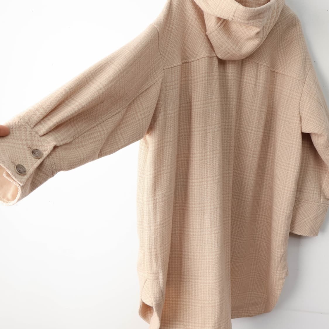 55/써스데이아일랜드 오버핏 후드 체크 셔츠자켓 상품이미지3