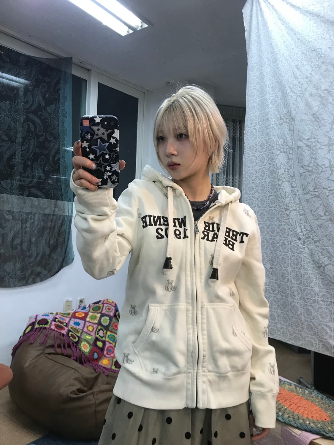 티니위니 빈티지 곰돌이 프린팅 기모 후드집업  상품이미지1