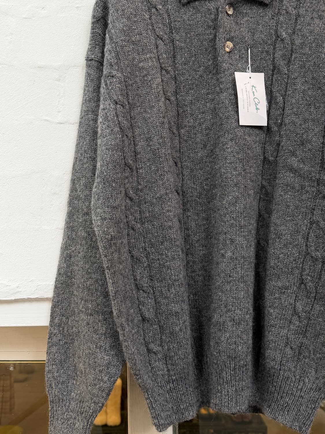 Ken House 그레이 셰틀랜드 울 카라 스웨터 M 상품이미지4