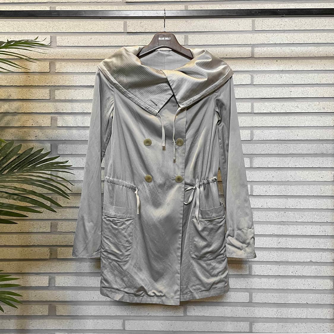 조르지오 아르마니 자켓 빅카라 실크안감 허리 스트링 디테일 그레이 그레이 상품이미지2