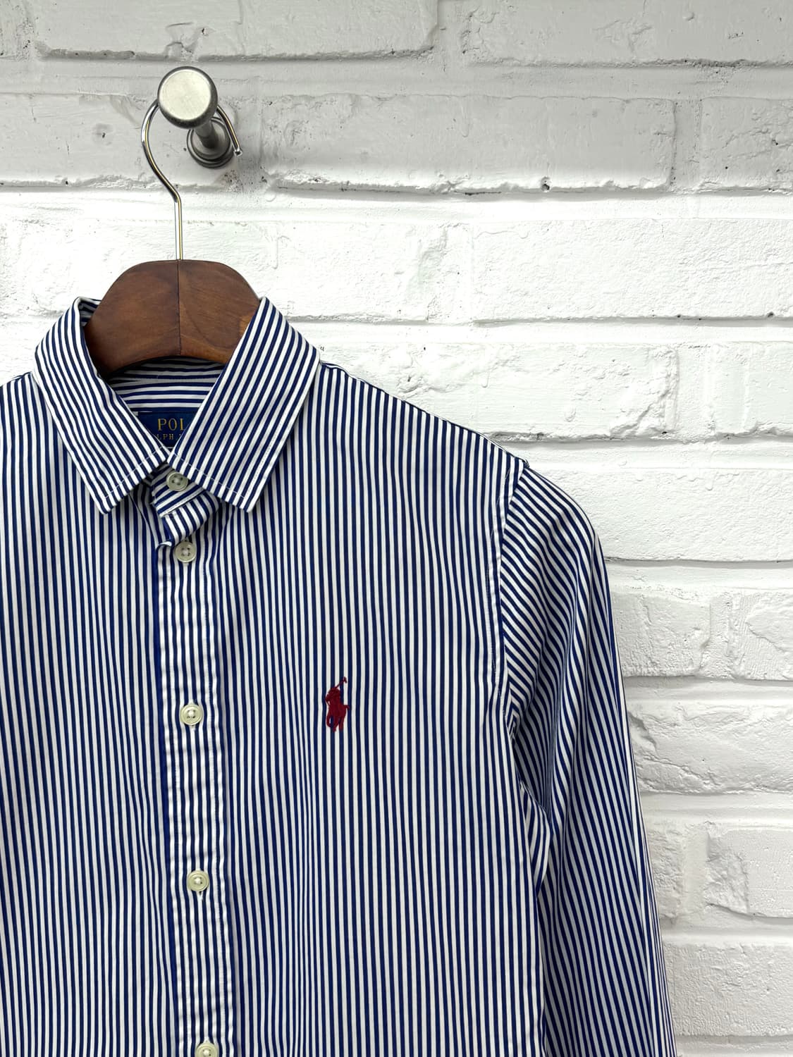 폴로 블루 화이트 레드포니 스트라이프 셔츠 상품이미지4