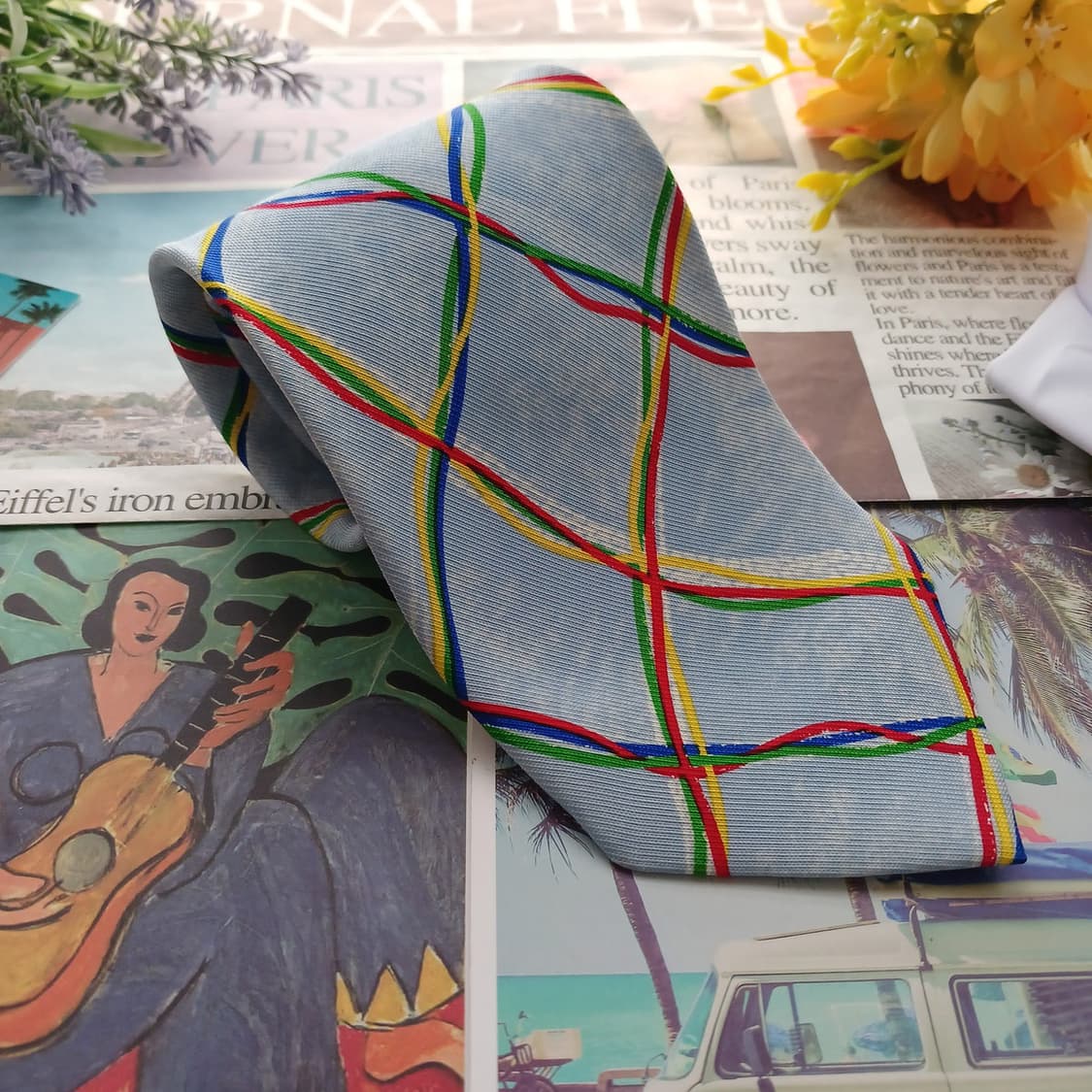 소니아리키엘 실크 멀티 스트라이프 넥타이 9.5cm A+등급 A18745 상품이미지2