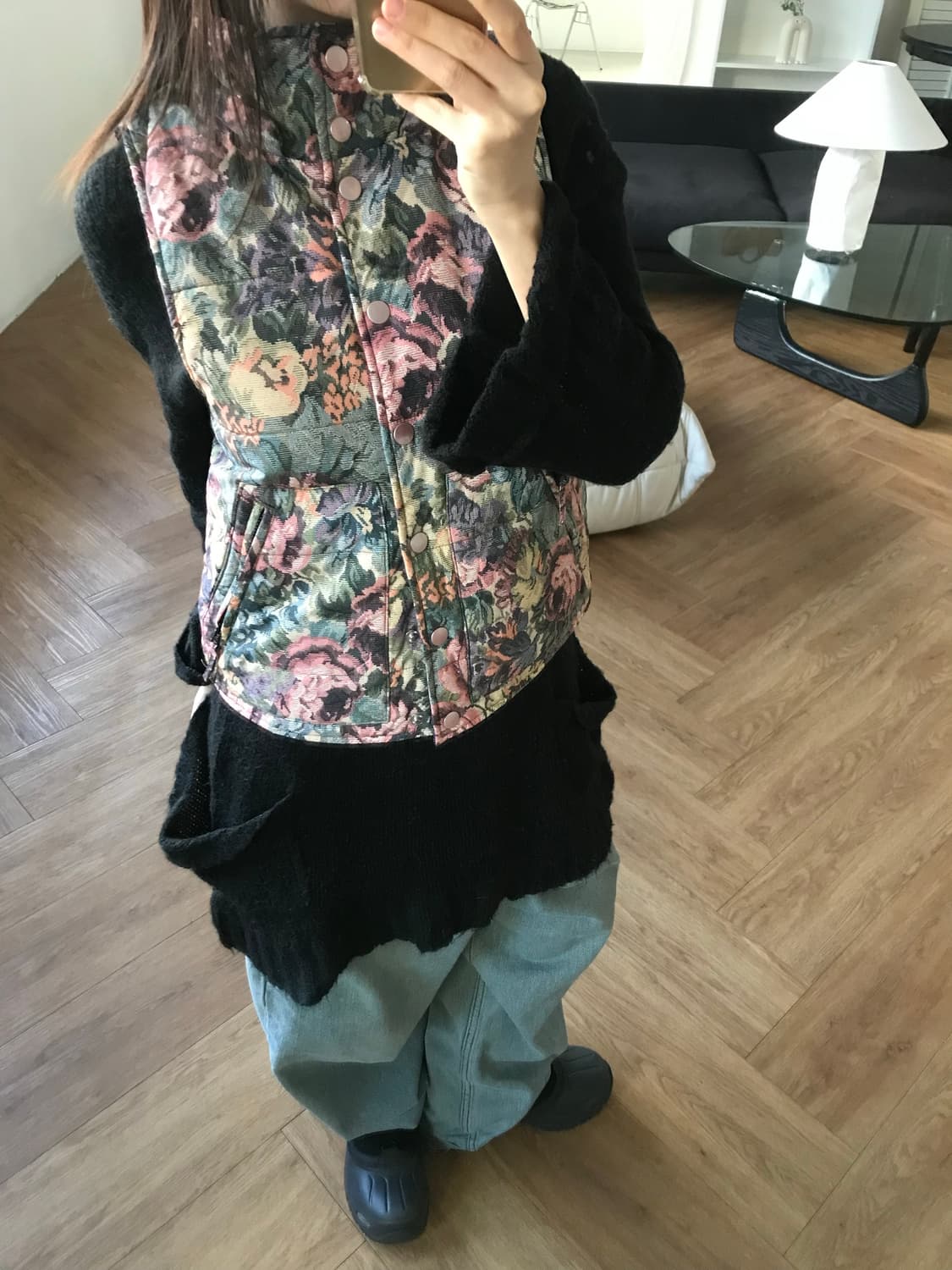 vintage flower pattern vest 상품이미지4