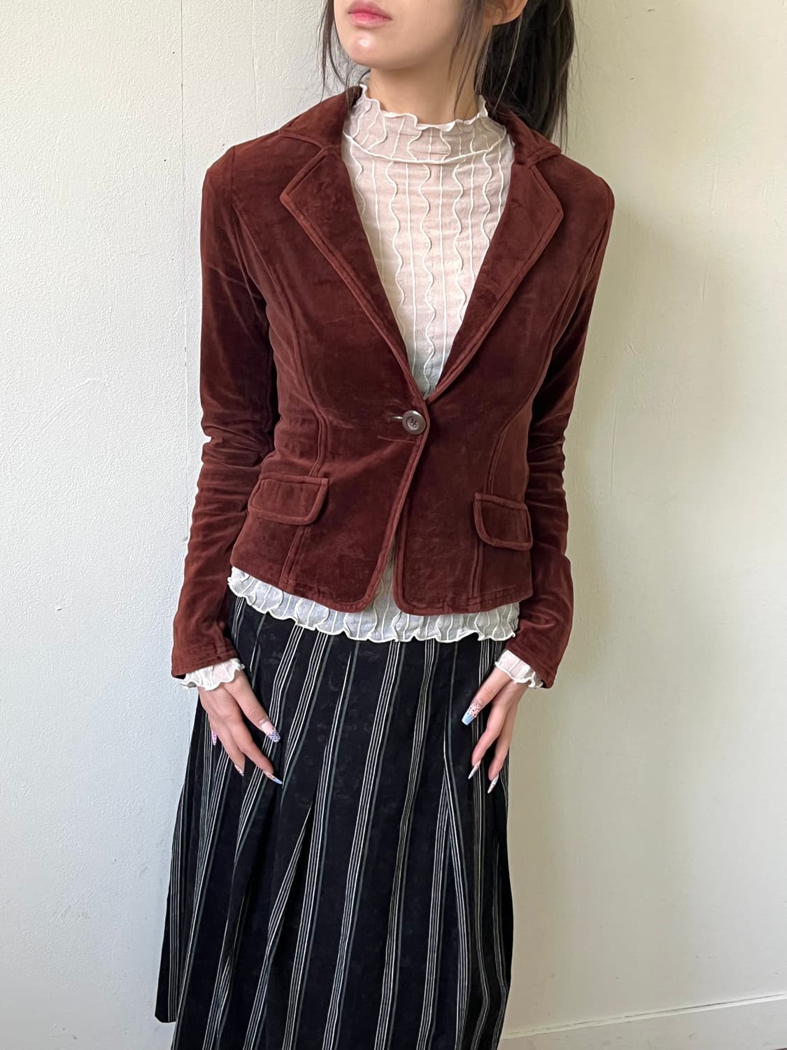 Cornflake 벨벳 원버튼 자켓 상품이미지4