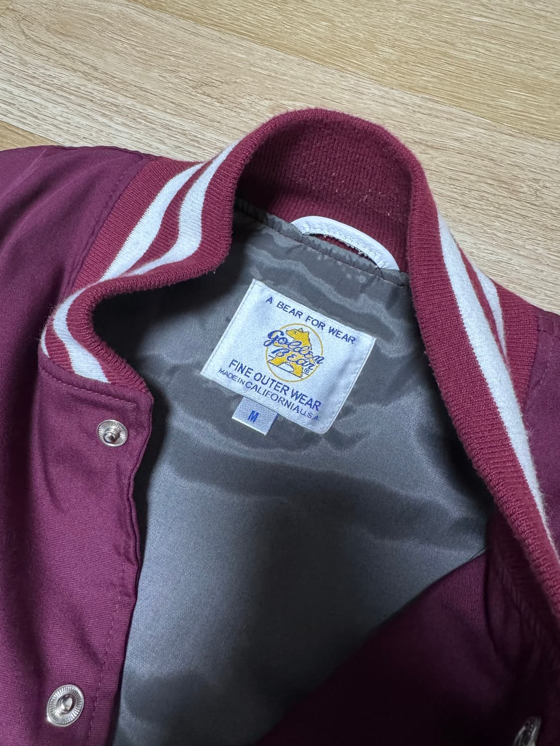 골든베어 코튼 바시티자켓 버건디 M사이즈 상품이미지3