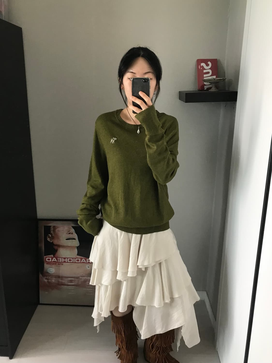 아베크롬비 산양 자수로고 카키 니트 상품이미지1