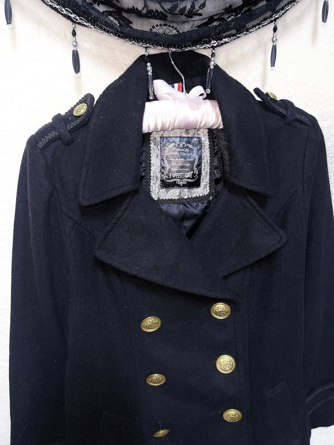 로맨틱고딕 로걀 오네갸루 블랙 금장 버튼 더블 코트 자켓 고스로리 펑크 상품이미지8