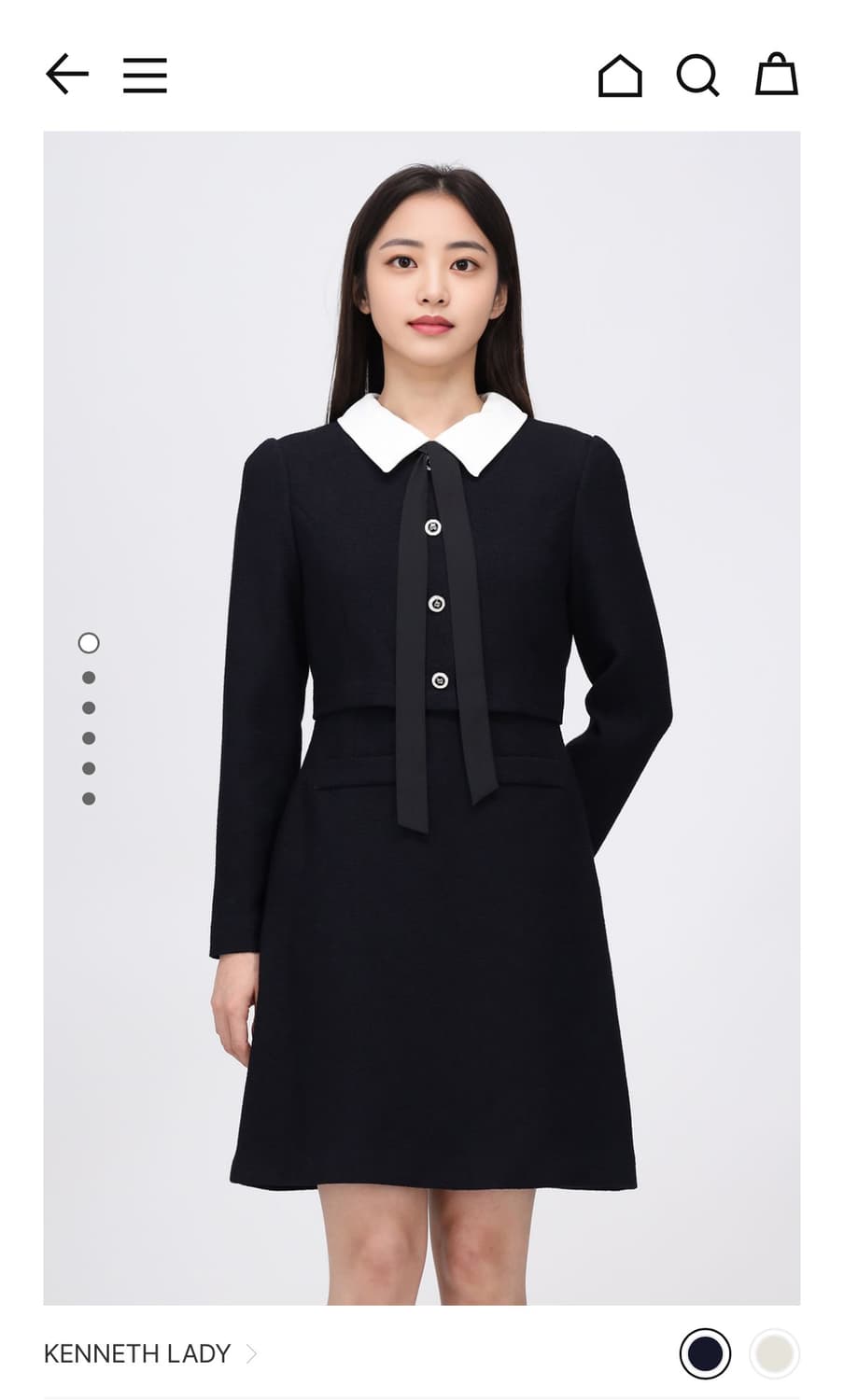 케네스레이디 네이비 리본카라 트위드 원피스 상품이미지3