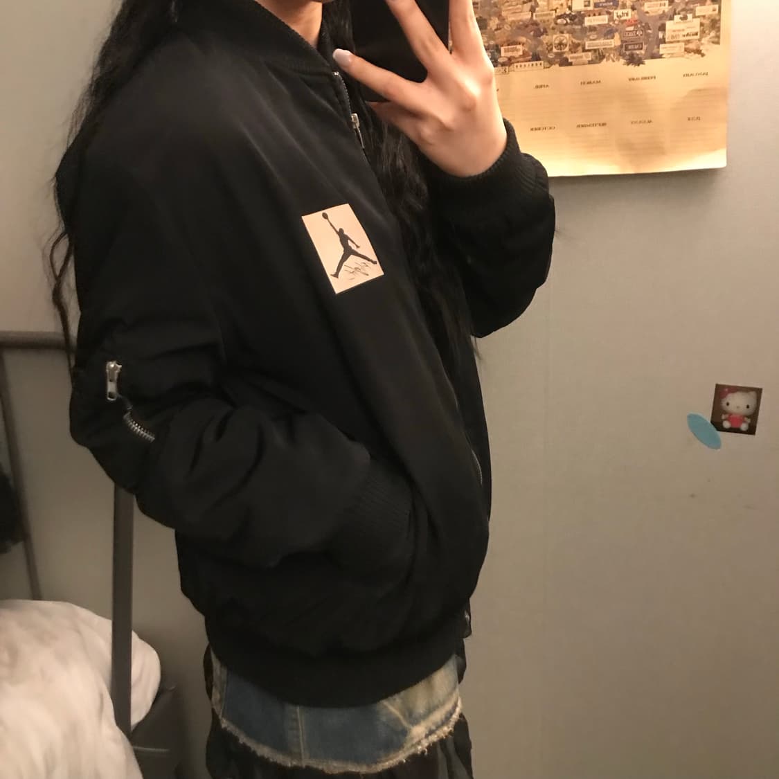 Vintage 펑크 블랙 누빔 봄버 자켓 상품이미지2