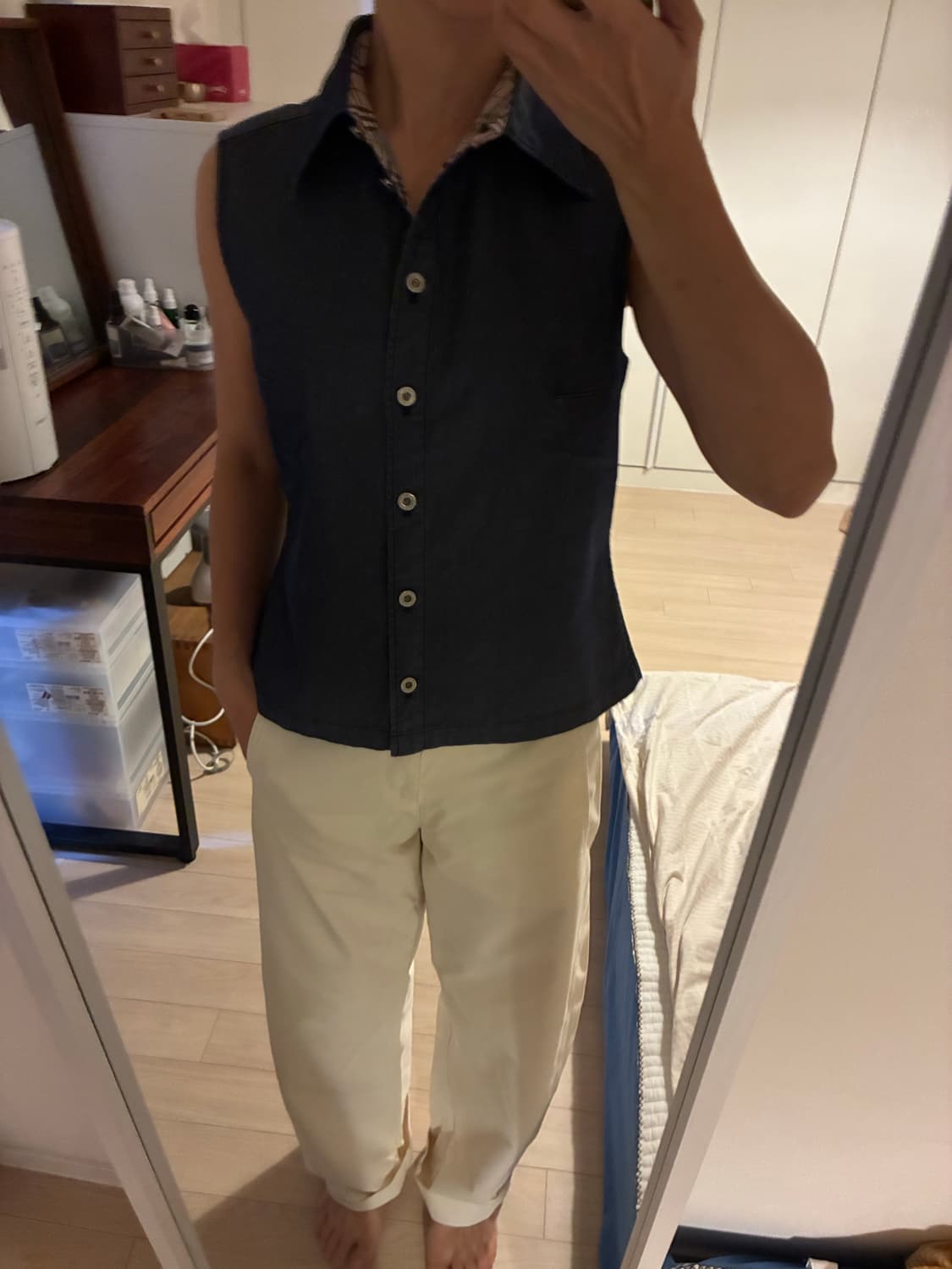 [정품] 버버리(Burberry) 노바체크 배색 얇은 데님 탑 (넉넉한  상품이미지9