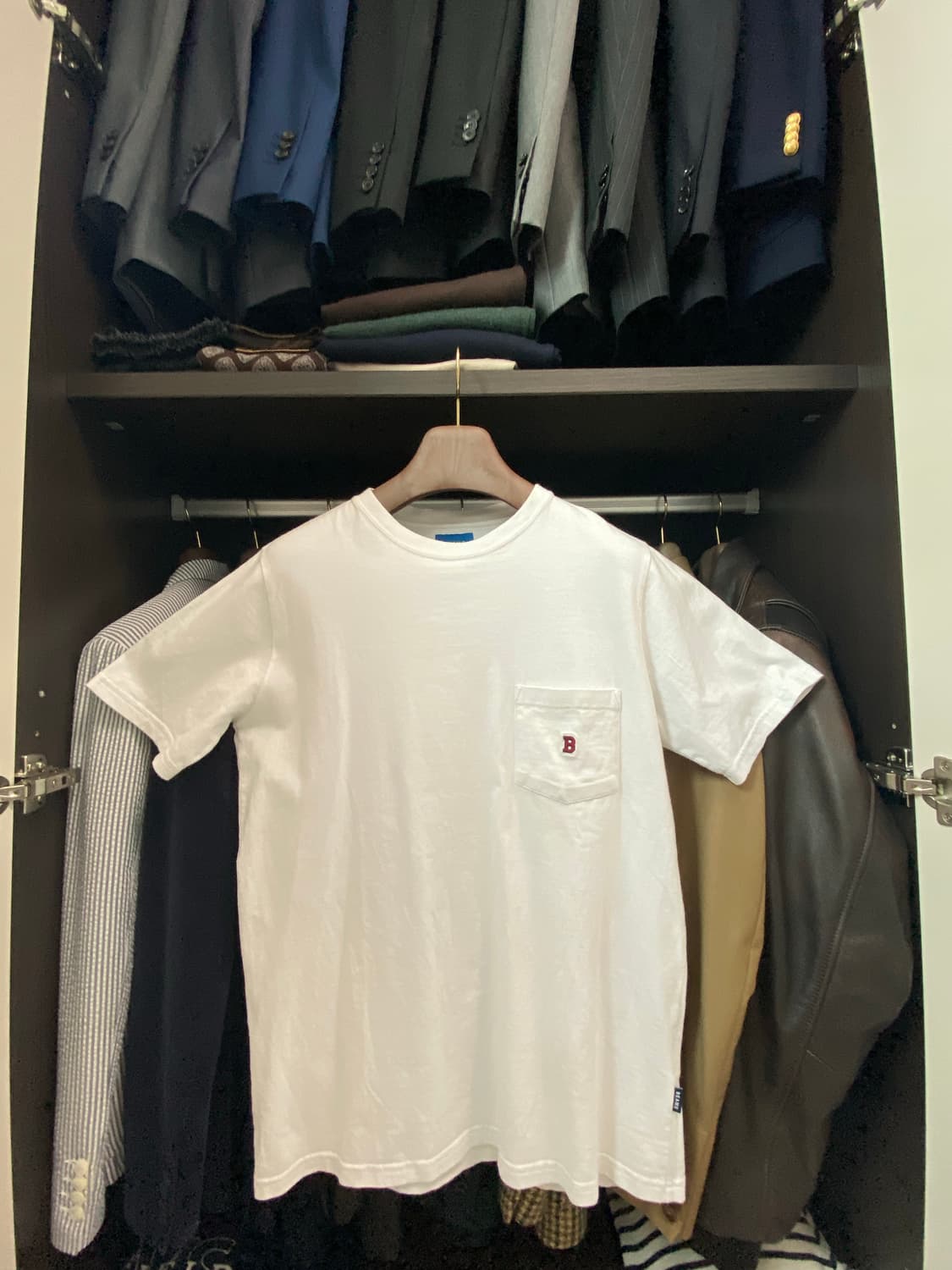 빔즈(BEAMS) B로고 포켓 반팔 티셔츠(화이트/L) 상품이미지2