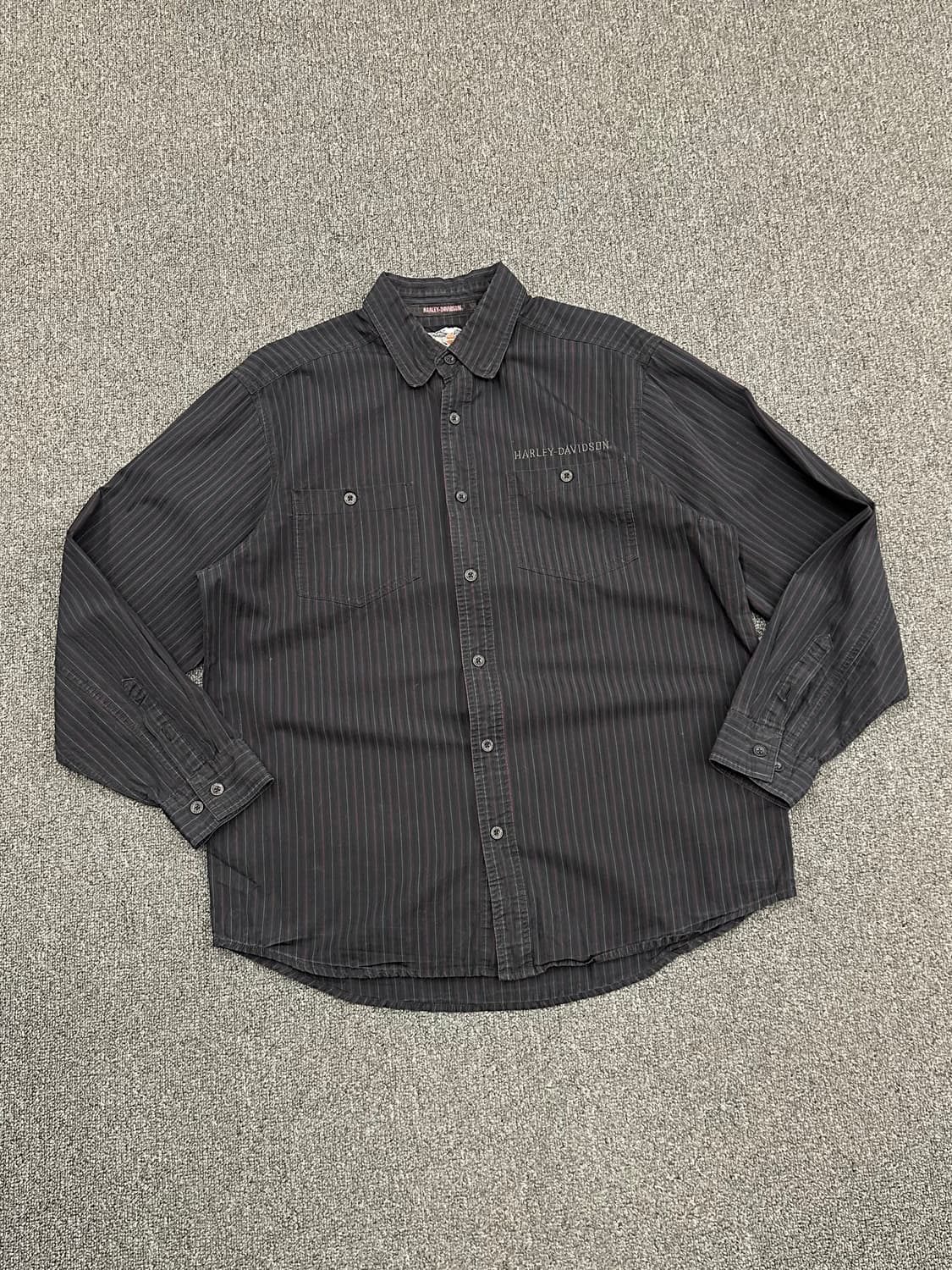 L)할리데이비슨 vintage 멀티 스트라이프 긴팔셔츠 상품이미지1
