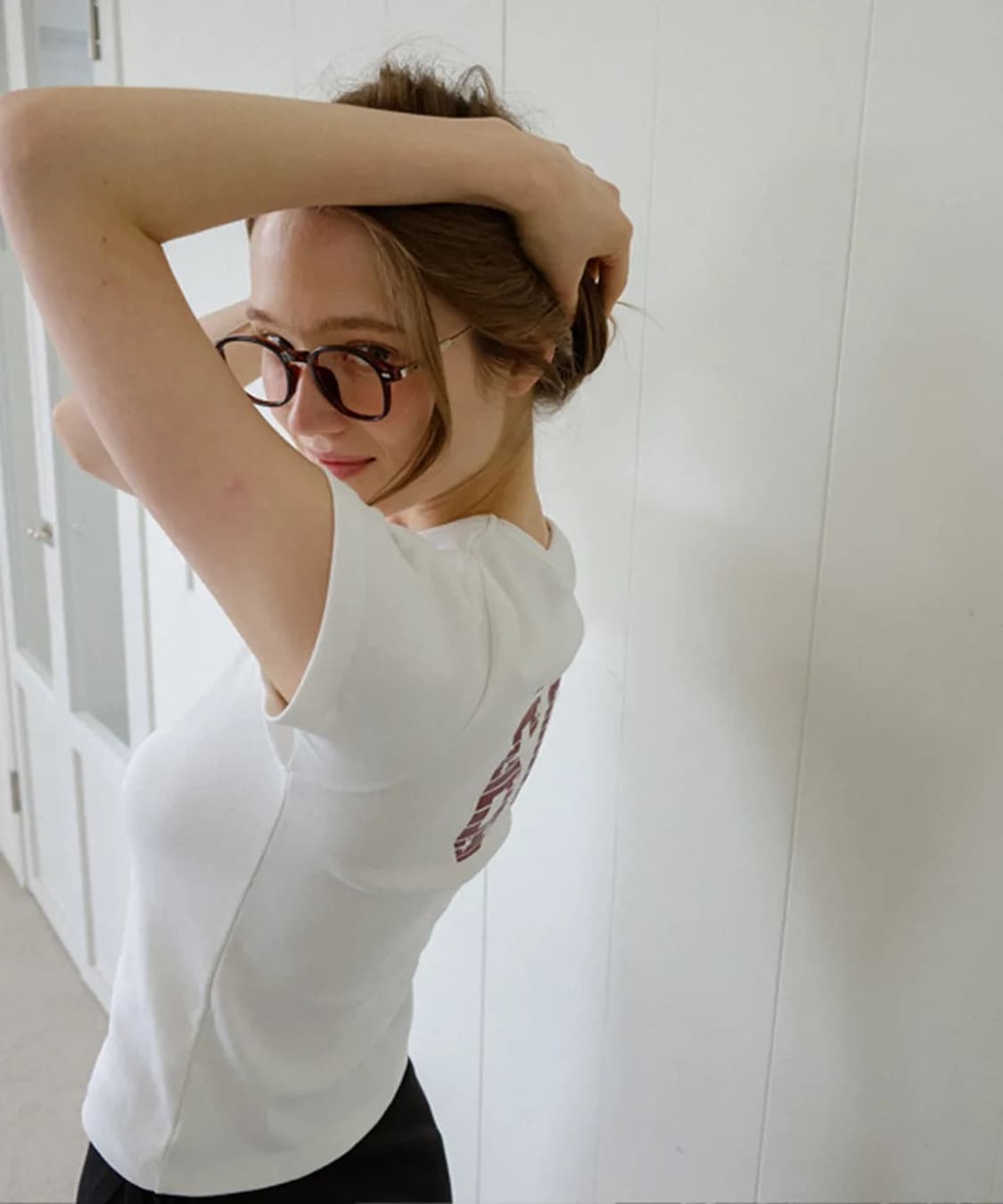 레터리 넘버 포인트 티셔츠 화이트 상품이미지2