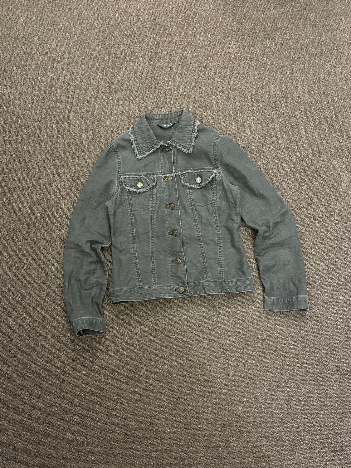 M)Japanese vintage 여성 컷오프 디테일 흑청 데님자켓 상품이미지3