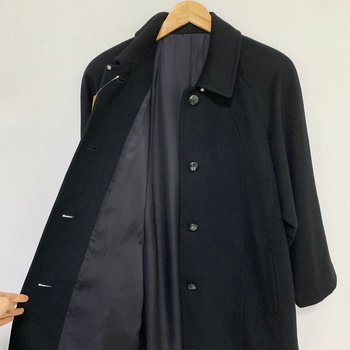 jpn 일본 빈티지 블랙 버튼 롱코트 캐시미어 100% 상품이미지10
