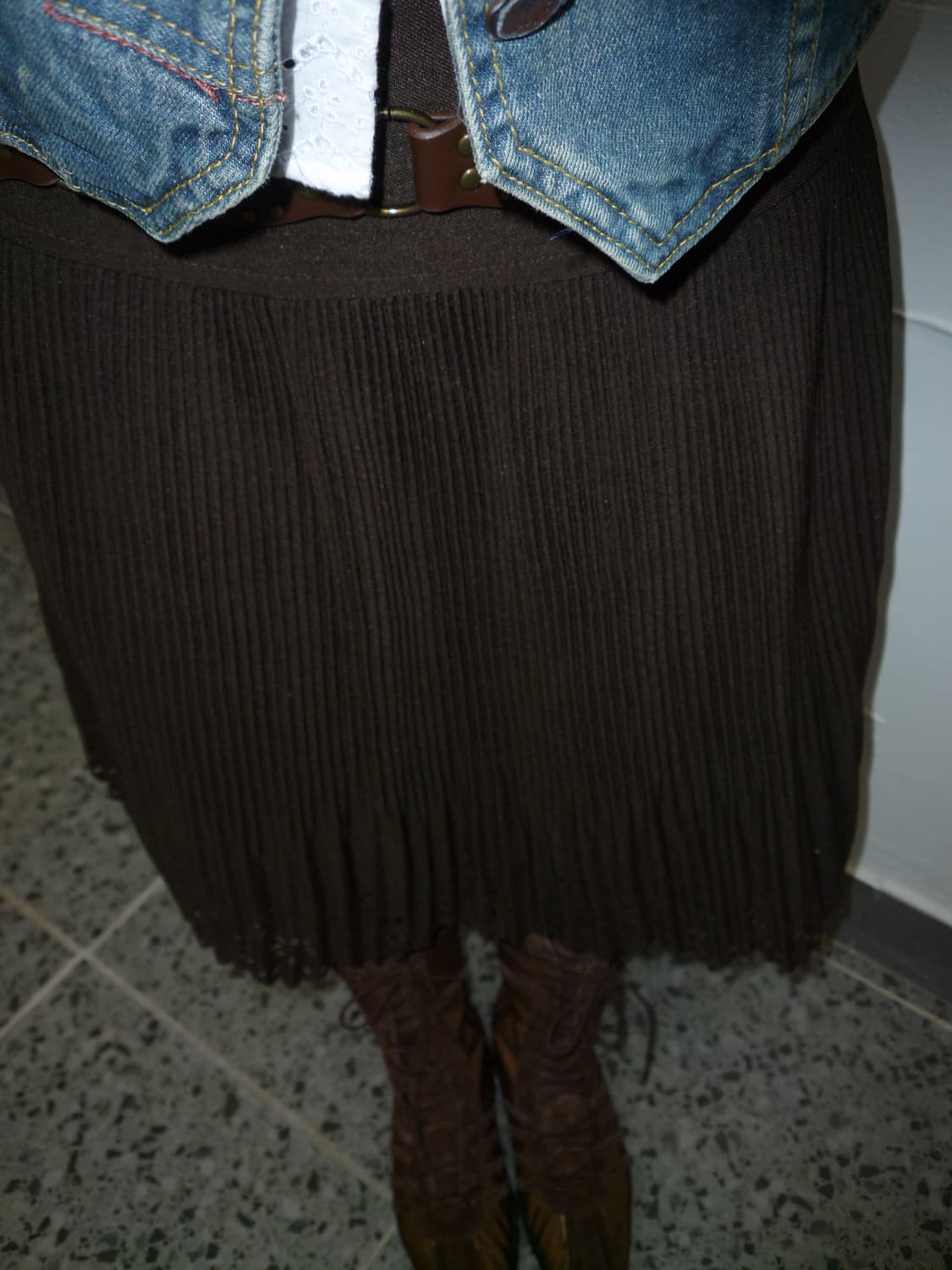 deep brown pleats skirt 상품이미지2