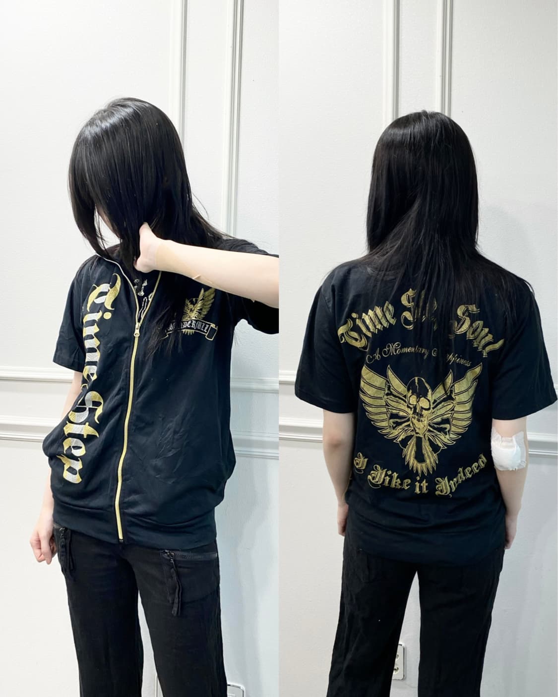 [TimeStep] Y2K Gold Print Punk Zip Up 상품이미지1