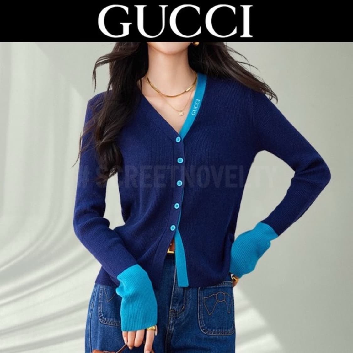 구찌 골지 이중배색가디건 상품이미지10