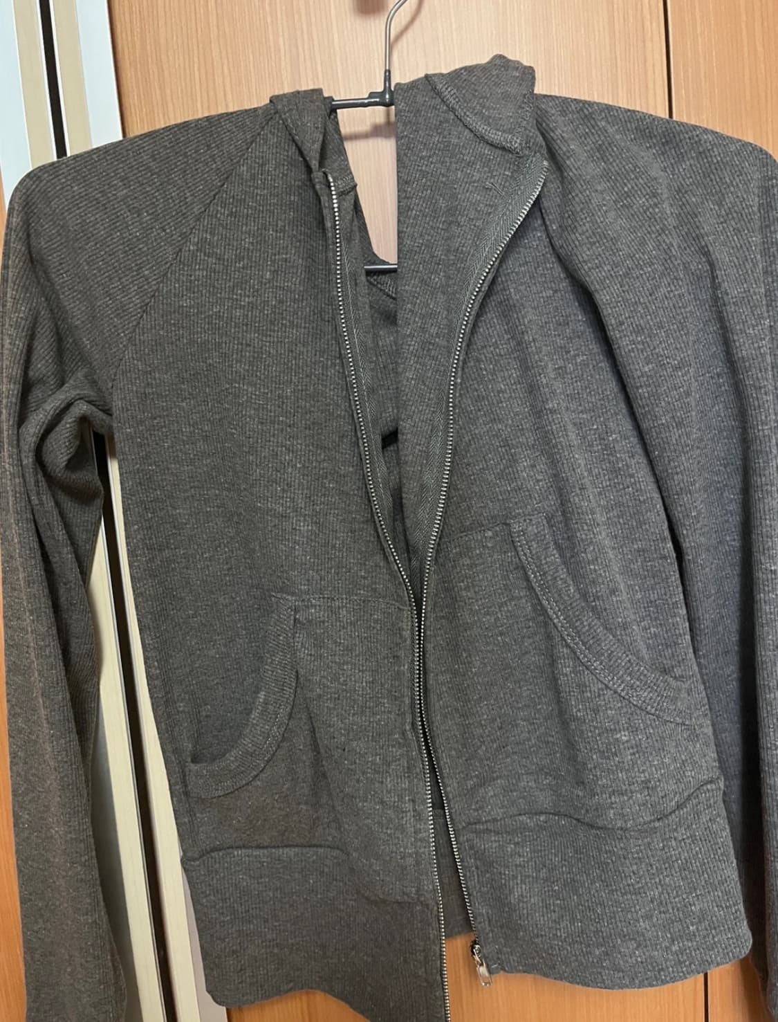 빈티지 여성 슬림핏 골지 후드집업 상품이미지1