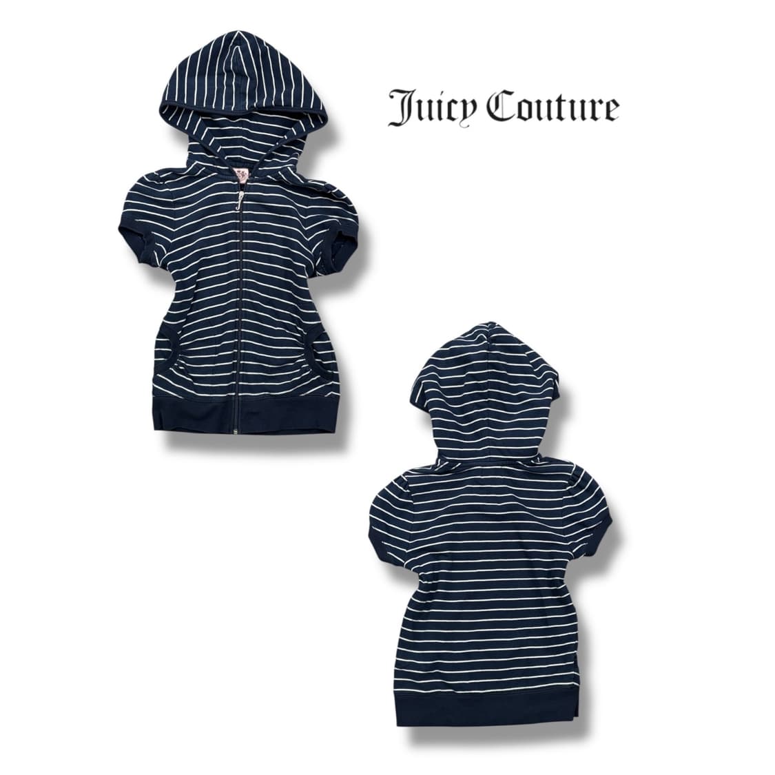 쥬시꾸뛰르 스트라이프 반팔 후드집업 상품이미지2