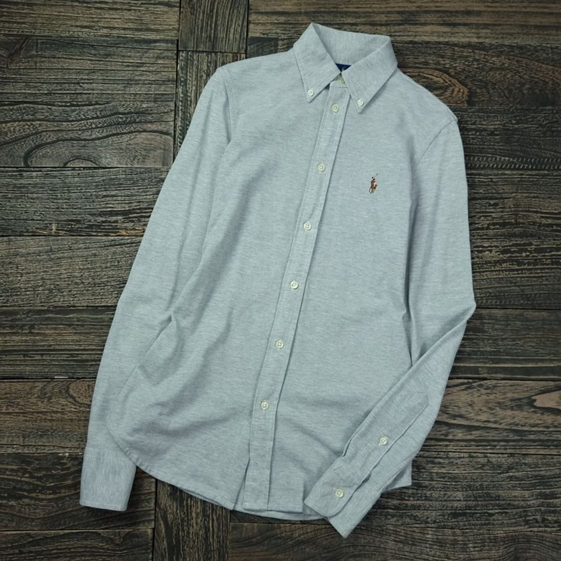 [폴로 랄프로렌] 포니 로고 자수 니트 옥스포드 셔츠 그레이 M17048 상품이미지1
