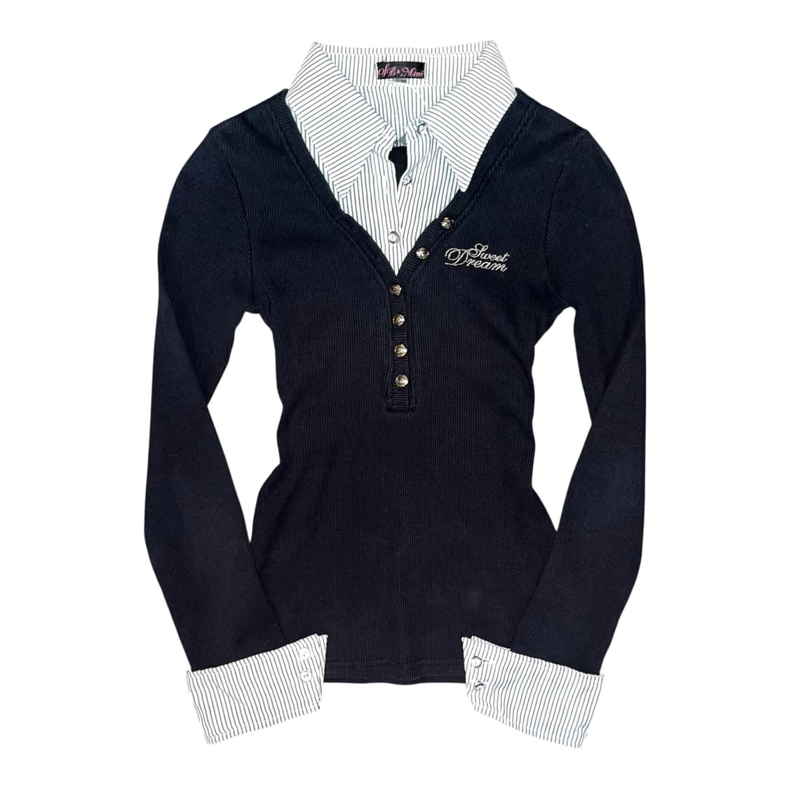 스트라이프셔츠 레이어드 골지 긴팔티 갸루y2k 상품이미지1