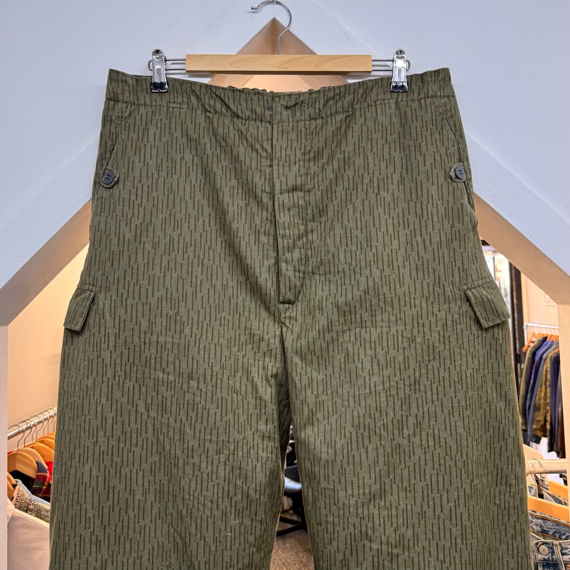 70s 빈티지 동독군 레인드랍 카모 방한 팬츠 (XL)   상품이미지2