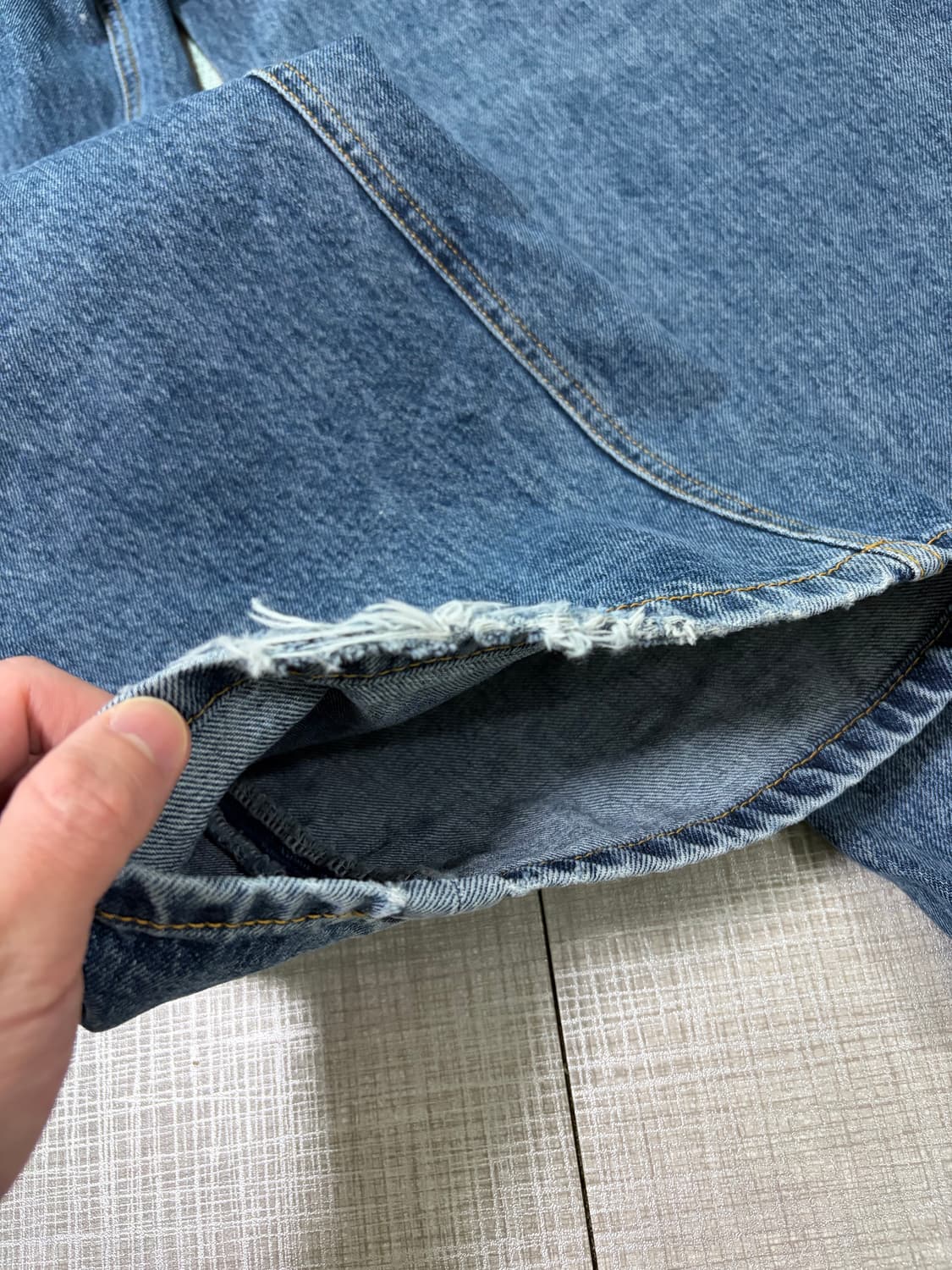 [1] 해칭룸 와이드 커브진 워시드 블루 상품이미지4