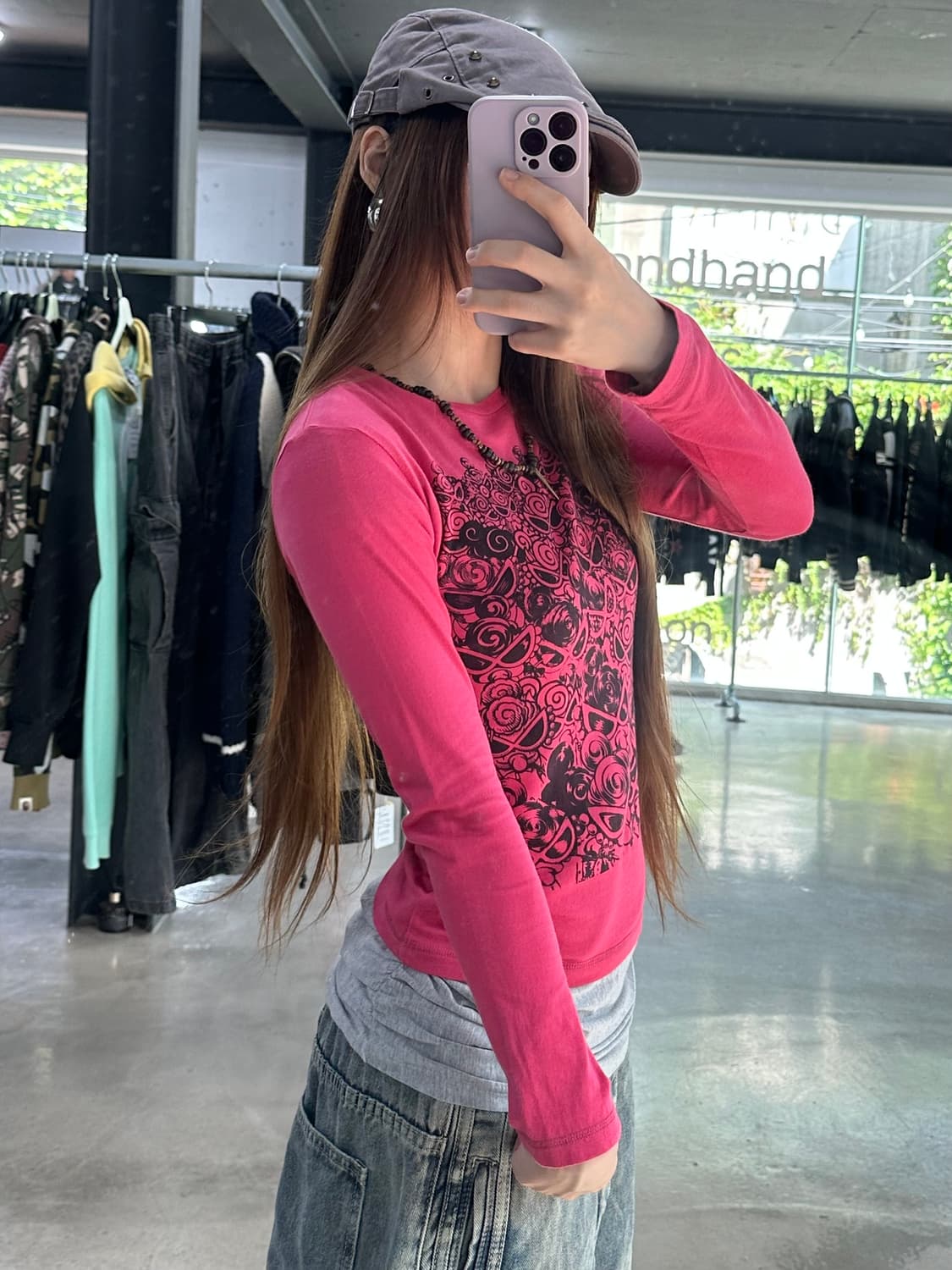 히스테릭글래머 미니 핑크 롱슬리브긴팔티 상품이미지2