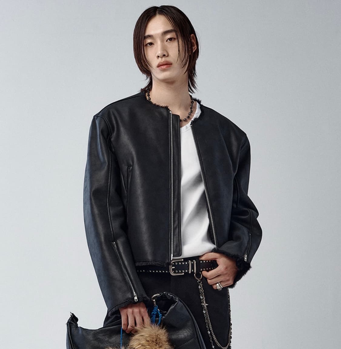 알렌느 포우 레더 시어링 자켓 퍼자켓 가죽자켓 상품이미지1