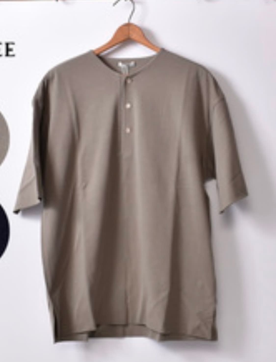 (4)Auralee오라리 18SS 하이게이지 피케 헨리넥 카키 상품이미지1