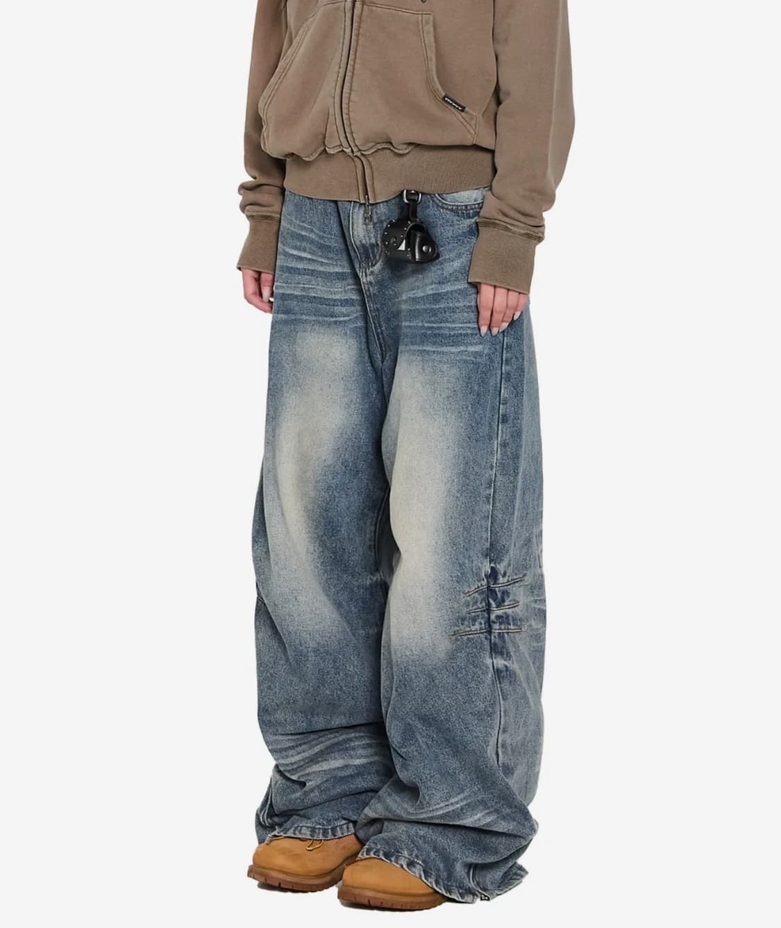 아캄 바지 Washed Zipper Slit Denim Pants 상품이미지1