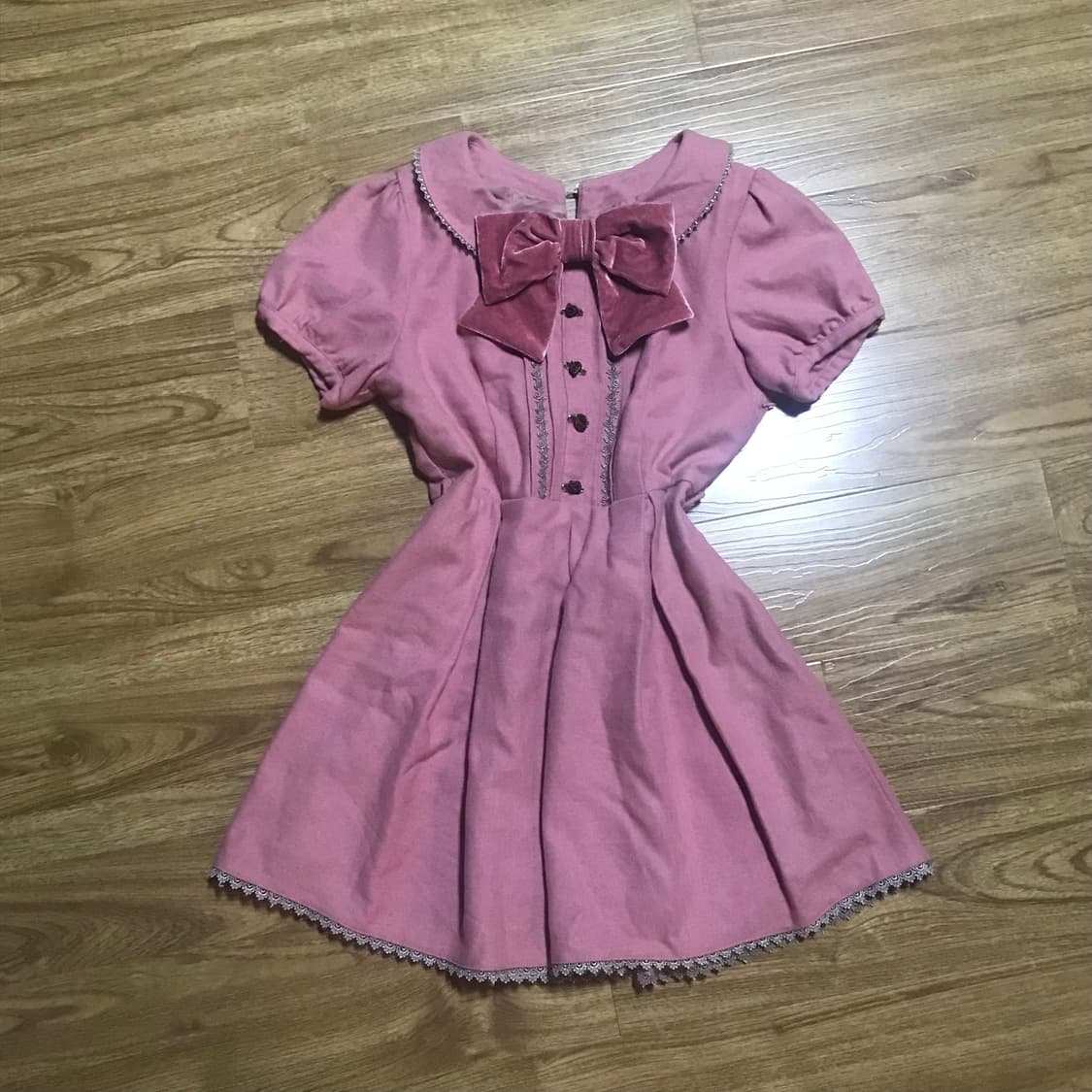 빈티지 핑크 브라운 장미 레이스 원피스 히메갸루 로걀 모리걸 라떼 짜잔씨 상품이미지1