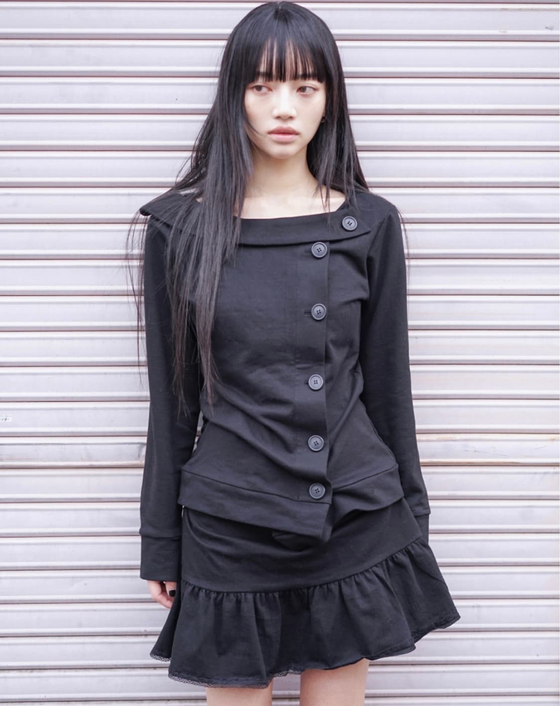 Oshigh 후드 오스하이 스프링 넥 버튼 후드 블랙 상품이미지2