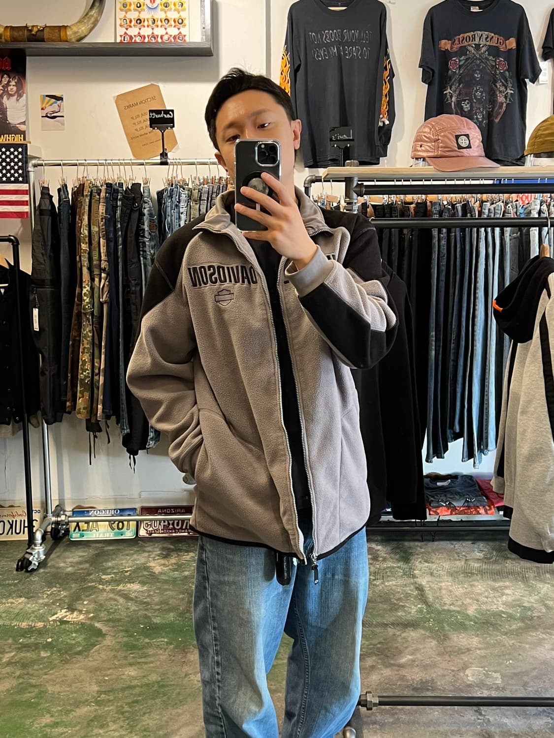 [XL] 할리데이비슨 클래식 로고 배색 플리스 자켓 상품이미지7