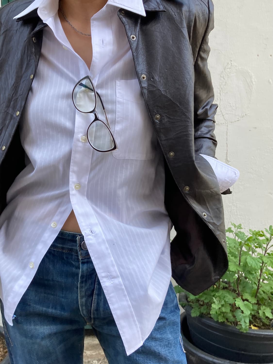 DAKS 스트라이프 화이트 실루엣 셔츠 상품이미지2