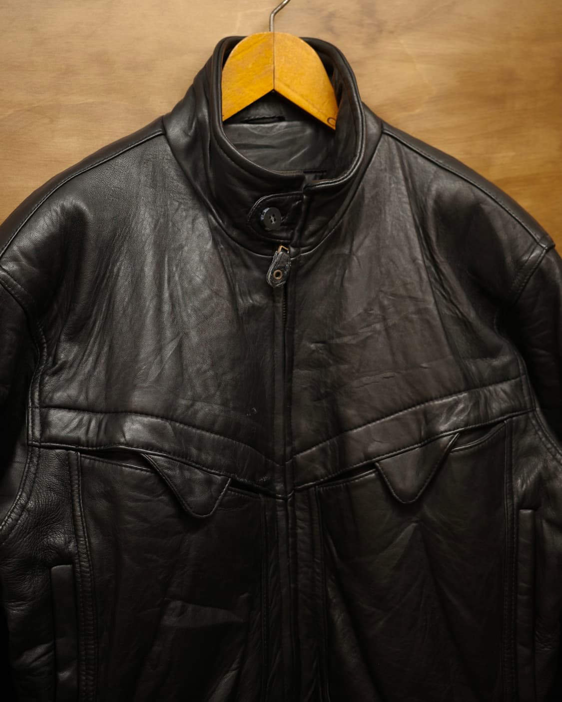 vintage Leather Bomber Jacket 상품이미지2