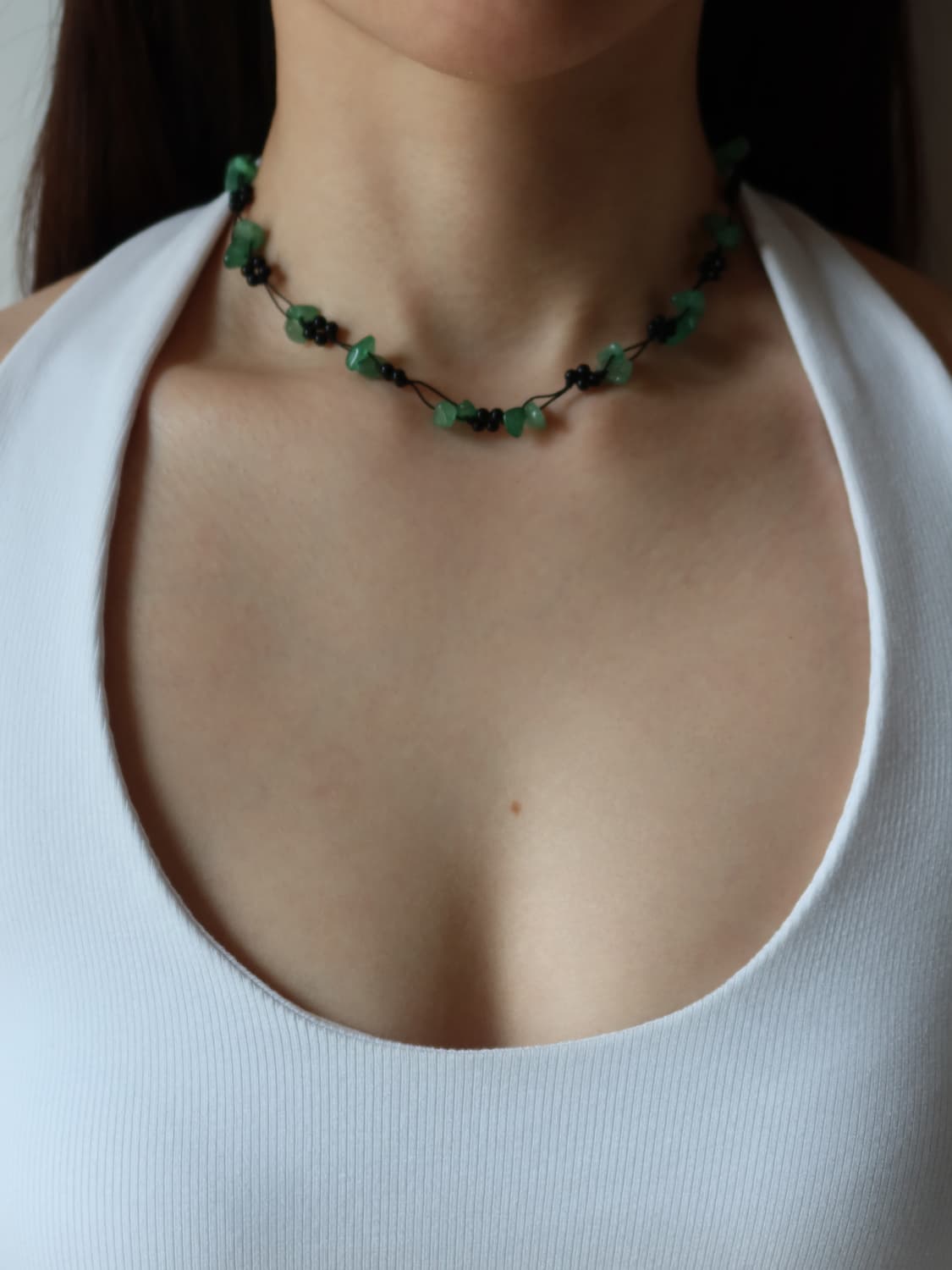 green stone necklace 상품이미지1