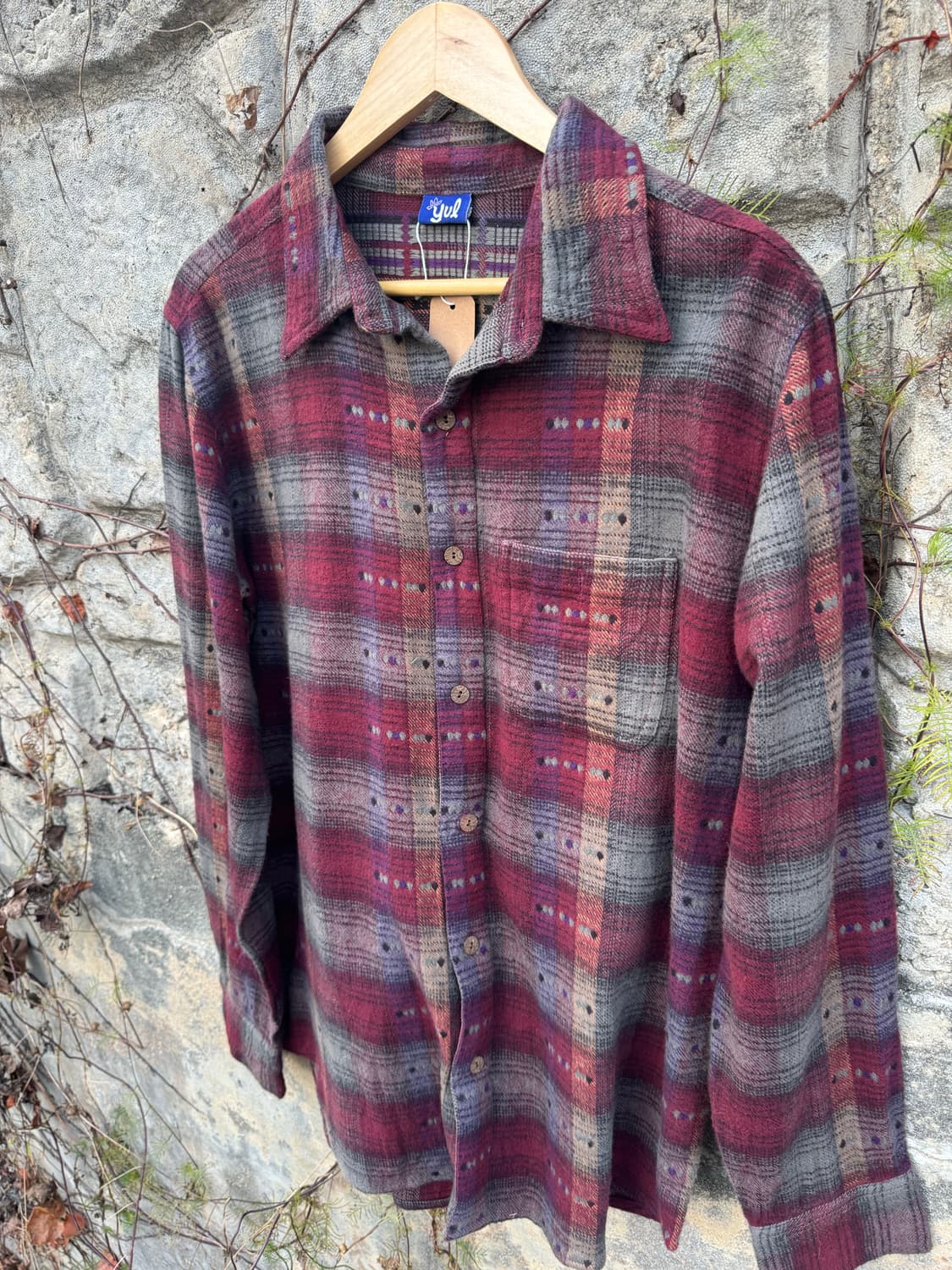 Yul 일본 빈티지 인도 문양 빈티지 체크 플란넬 셔츠 상품이미지2