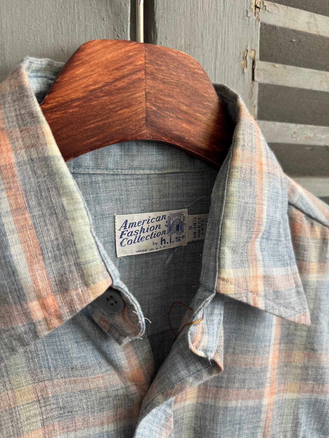 [S]70's Made in USA 체크 패턴 샴브레이 셔츠 상품이미지2