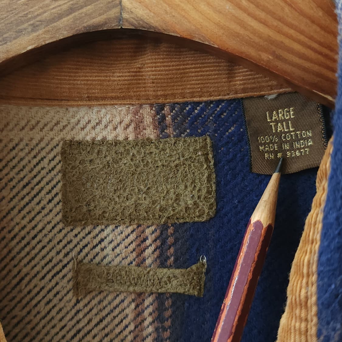 90s 아메리칸 빈티지 체크셔츠 헤비 플란넬 워크셔츠 빅체크 블루 L 상품이미지5