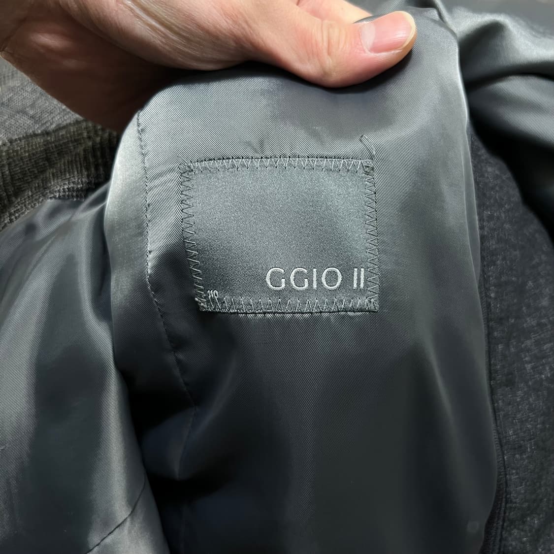 지오투 모직 헤링본 체크 롱패딩 코트 [차콜] 2XL/110 상품이미지4