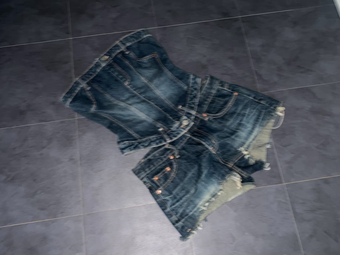 ZARA 자라 데님 탑 & 로우라이즈 숏츠 셋업 *중청 상품이미지1