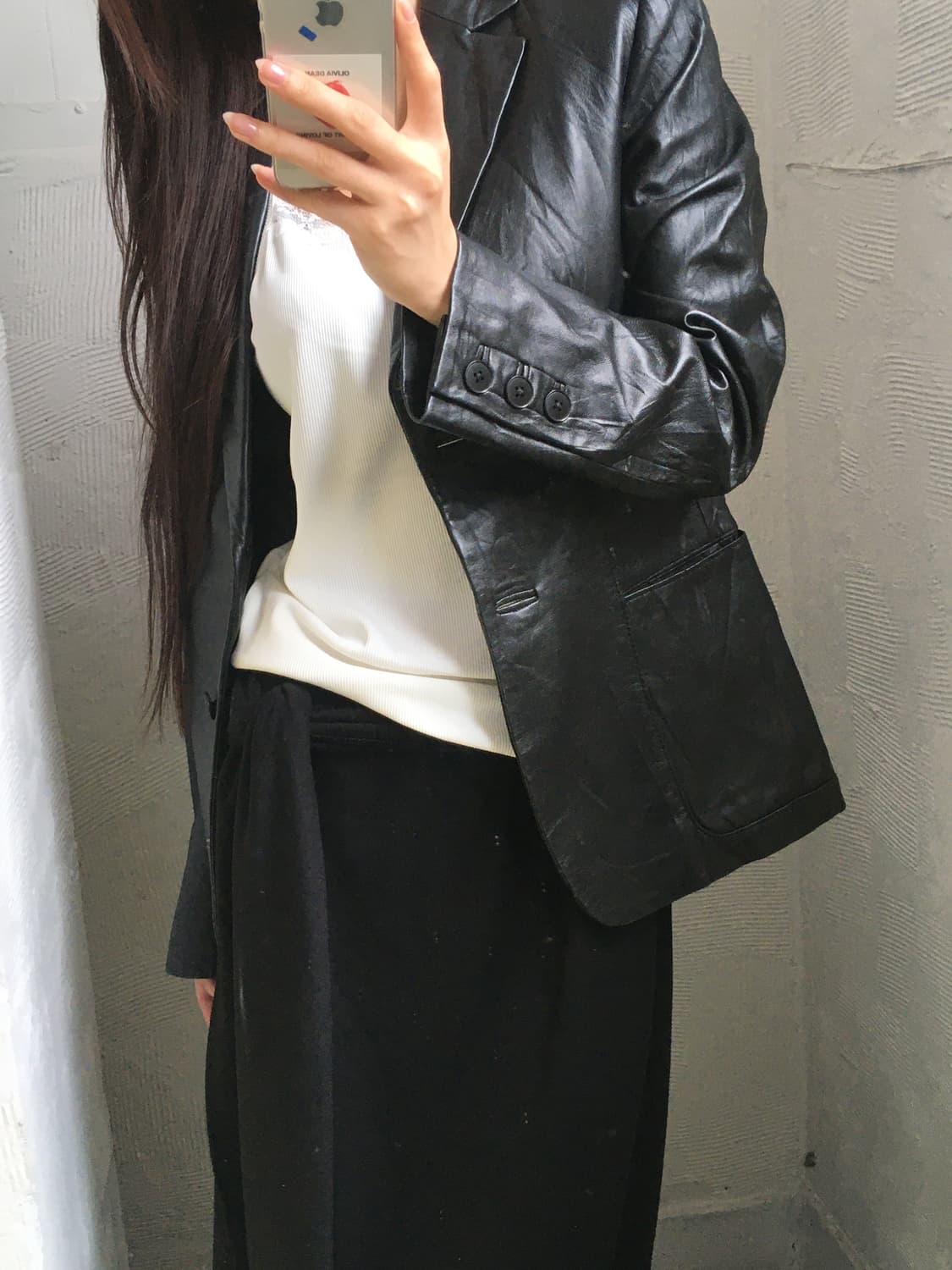 DKNY 디케이엔와이 블랙 컬러 가죽 블레이저 자켓 상품이미지2