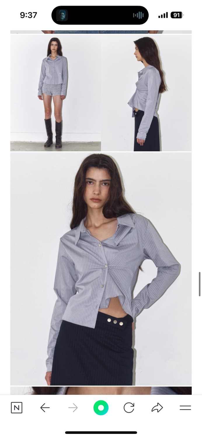 폴리수엠 pinstripe ruched shirt 상품이미지3
