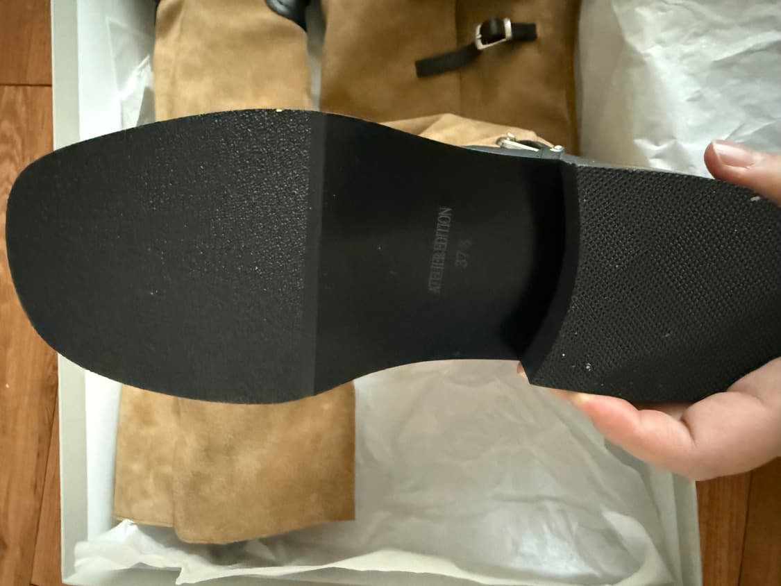 아뜰리에에디션 버클 롱 부츠 블랙브라운 상품이미지6