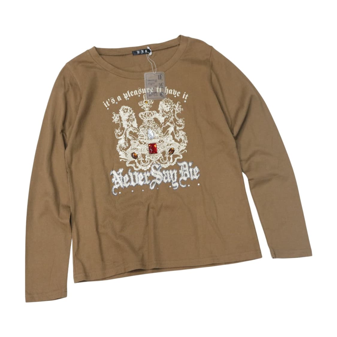 UNK 빈티지 레트로 엠블럼 쥬얼 디테일 롱슬리브 티셔츠 (M) 상품이미지1