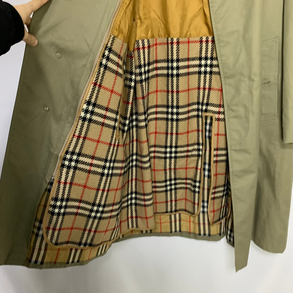 버버리 카키 베이지 트렌치 롱 코트 빈티지 남녀공용 상품이미지5