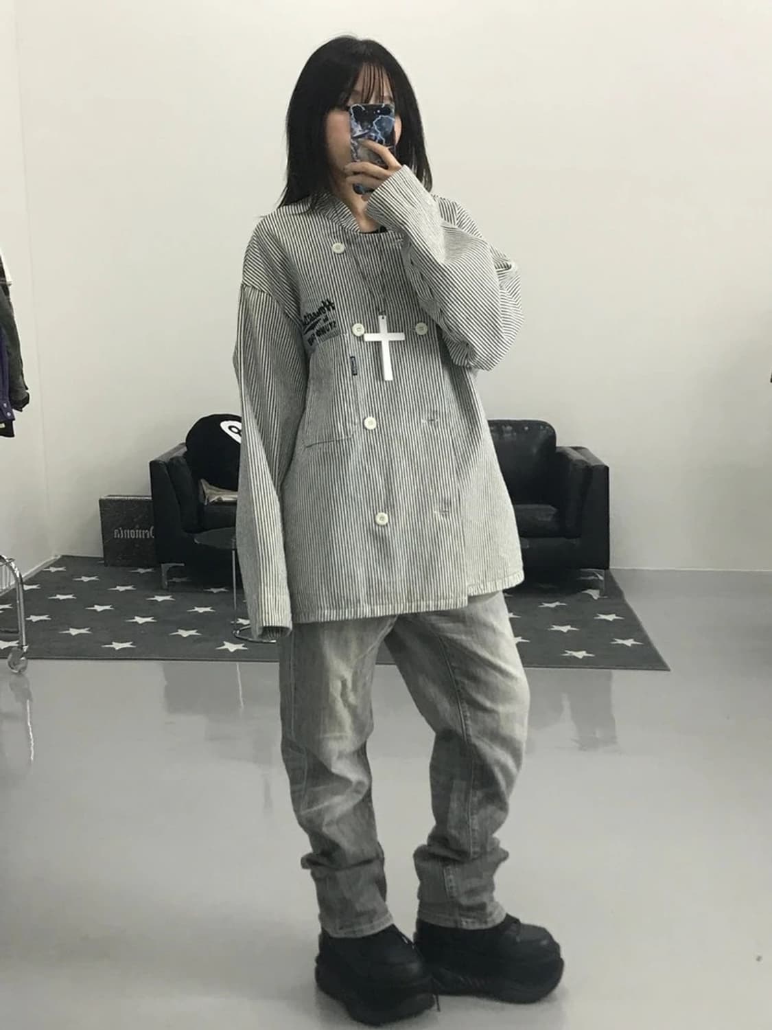 GU X STUDIO SEVEN 스트라이프 자켓 상품이미지1