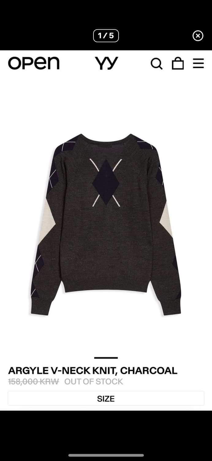 오픈yy 아가일 니트 차콜 상품이미지1
